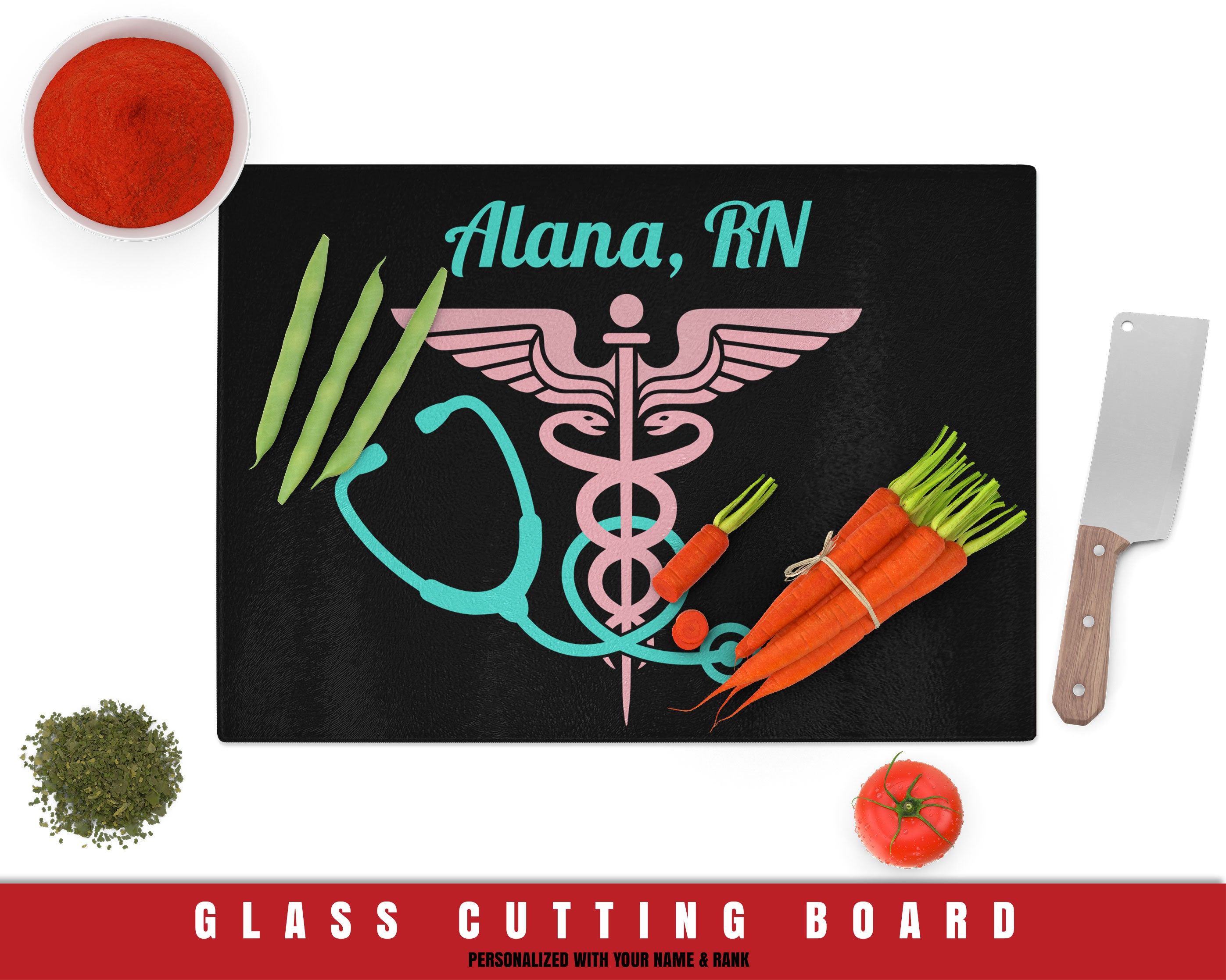 Nurse Badge Personalized Rectangle Glass Cutting Board