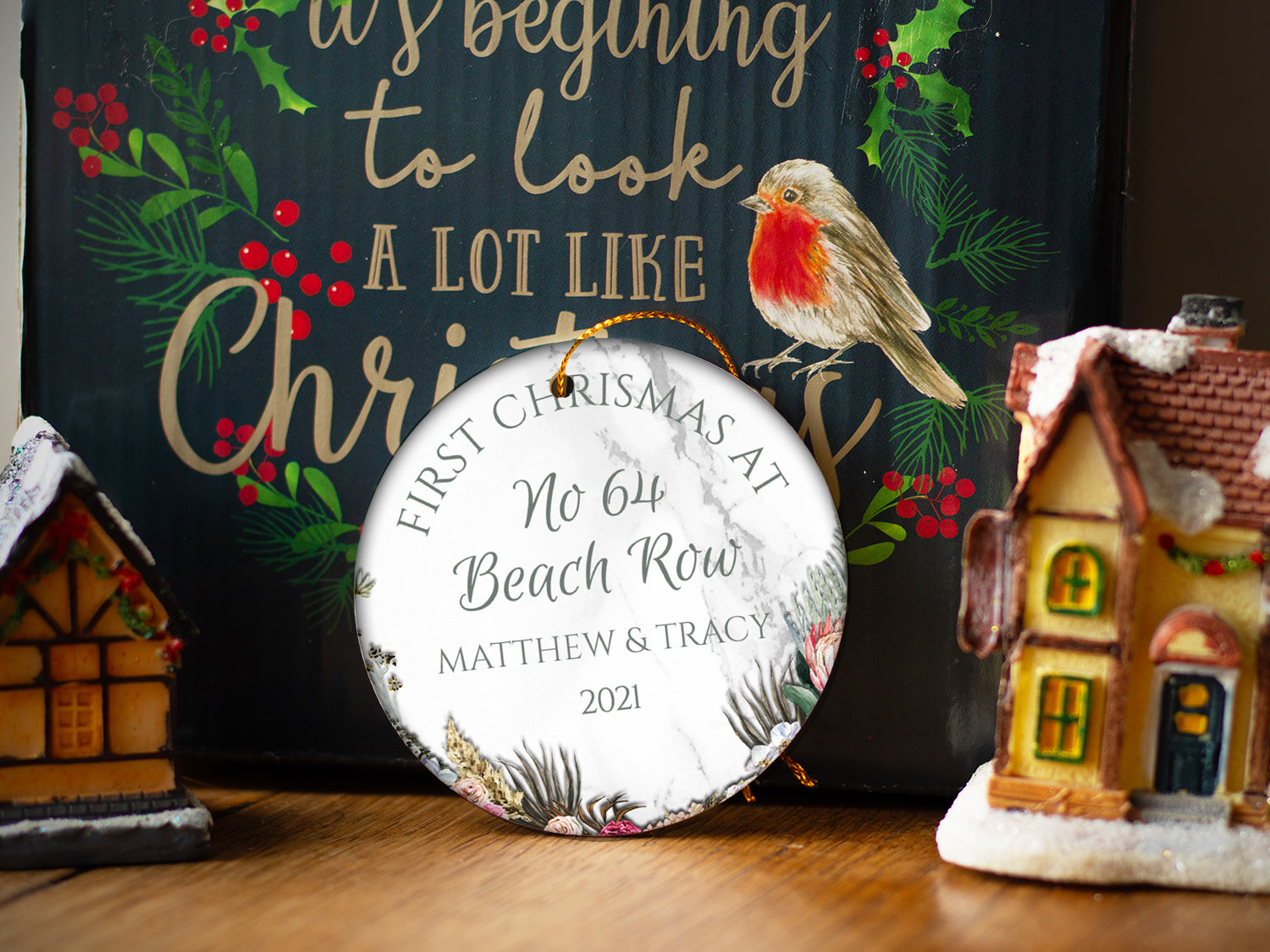 First Christmas At - Ceramic Round Ornament