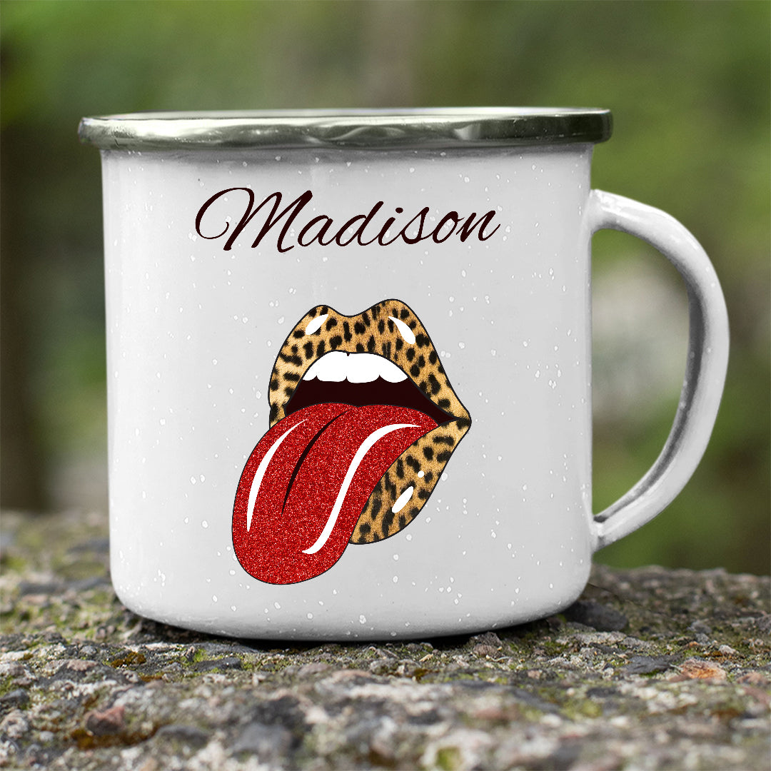 Personalized Tounge White Stainless Steel Mug