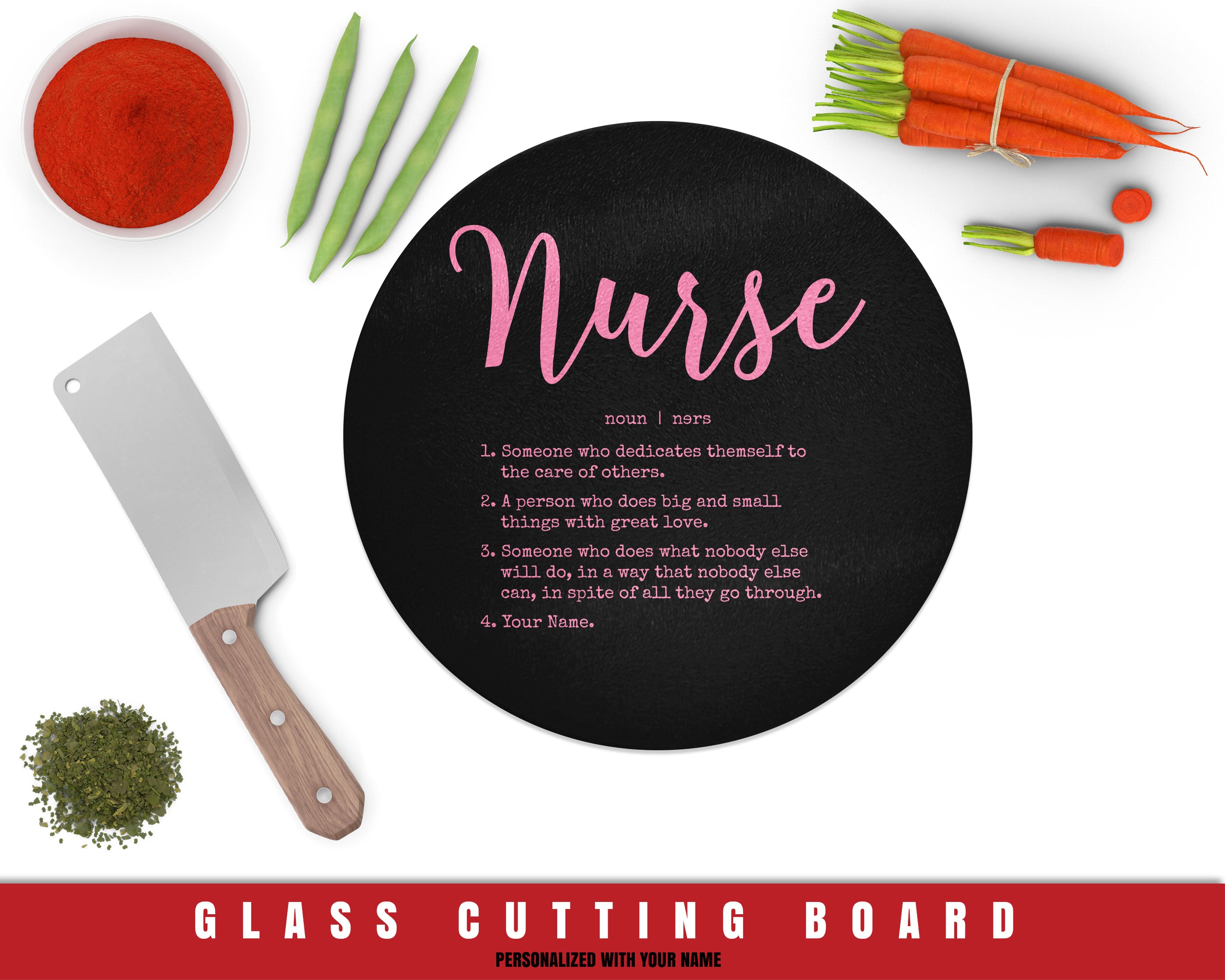 Nurse Personalized Round Glass Cutting Board