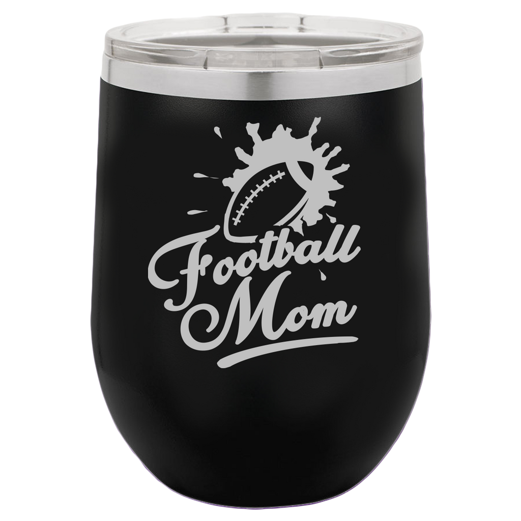 Football Mom - Wine Laser Etched Tumbler