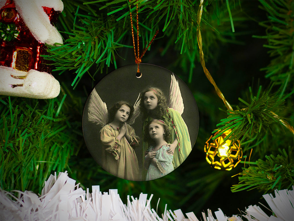 Retro Angels Photo - Ceramic Round Ornament