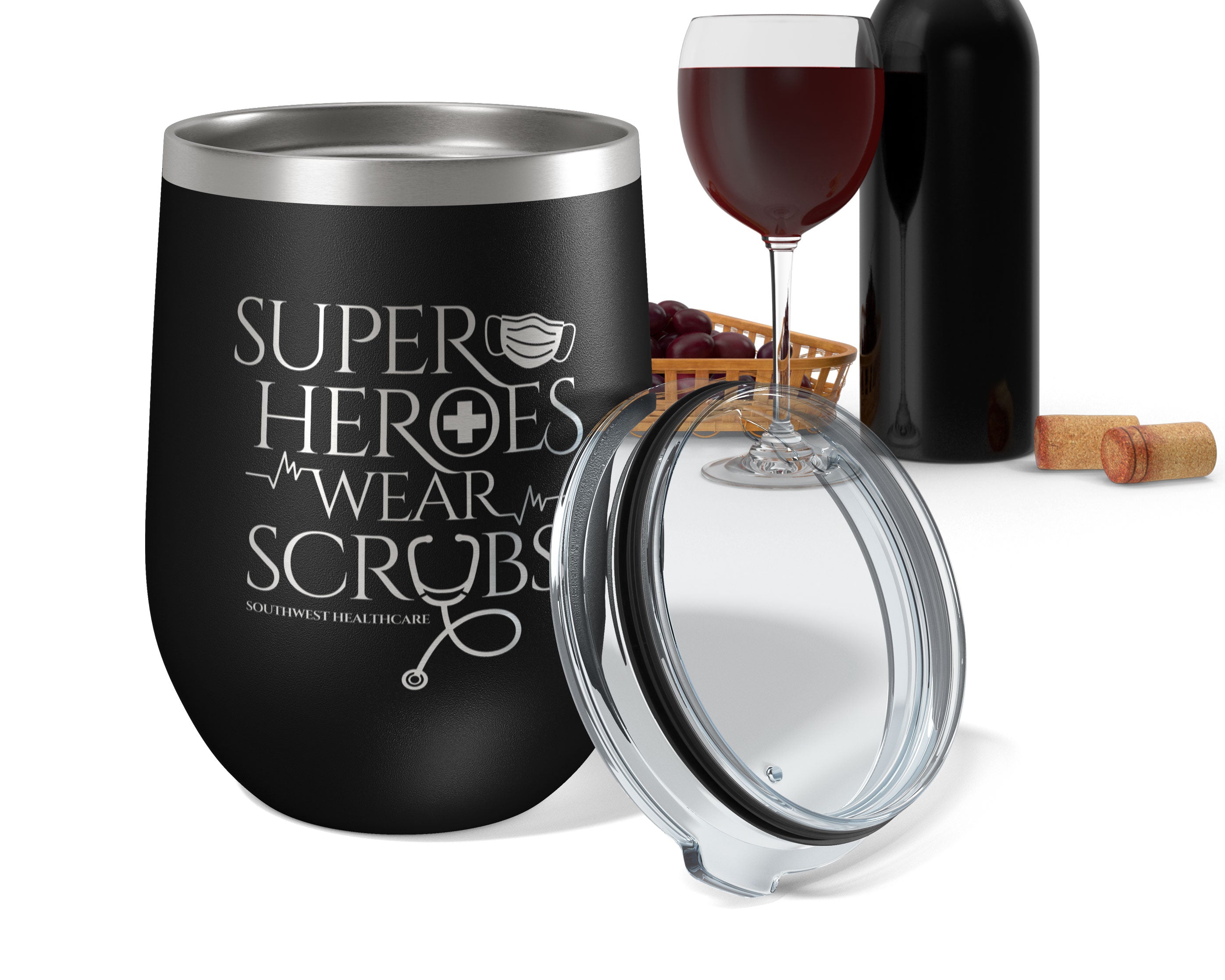 Personalized Wine Tumbler Superheroes  12oz