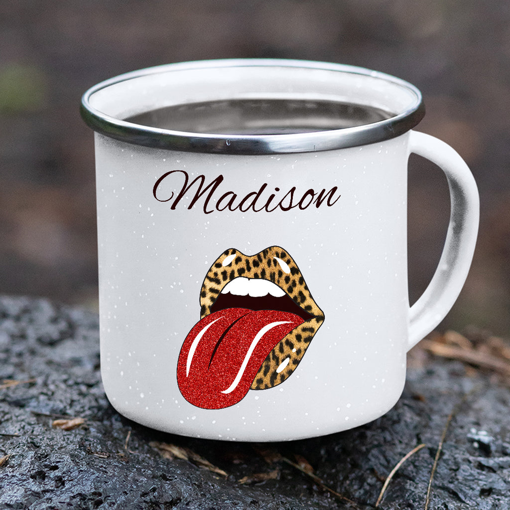 Personalized Tounge White Stainless Steel Mug