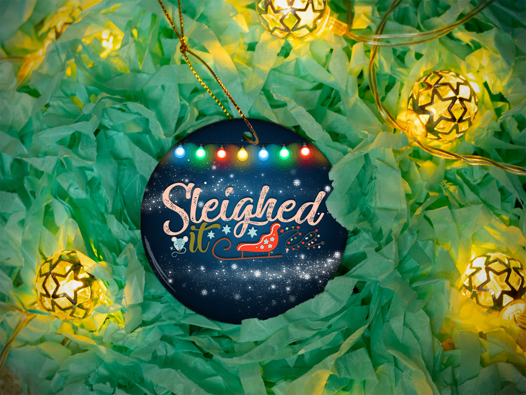 Sleighed It - Ceramic Round Ornament