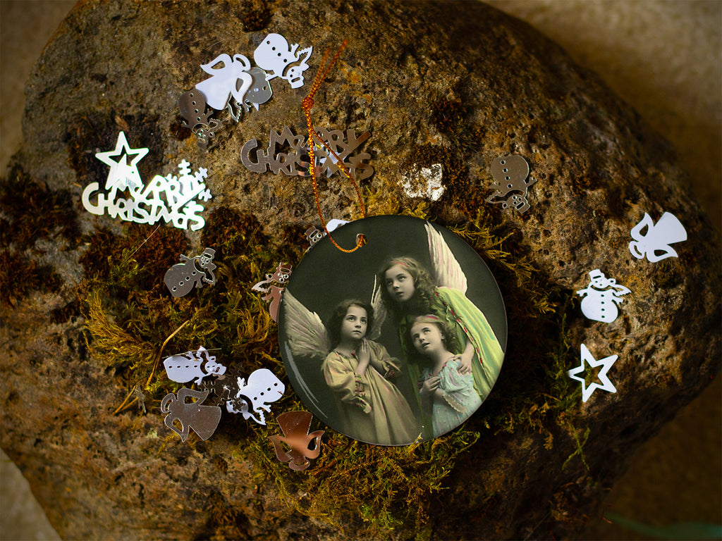 Retro Angels Photo - Ceramic Round Ornament