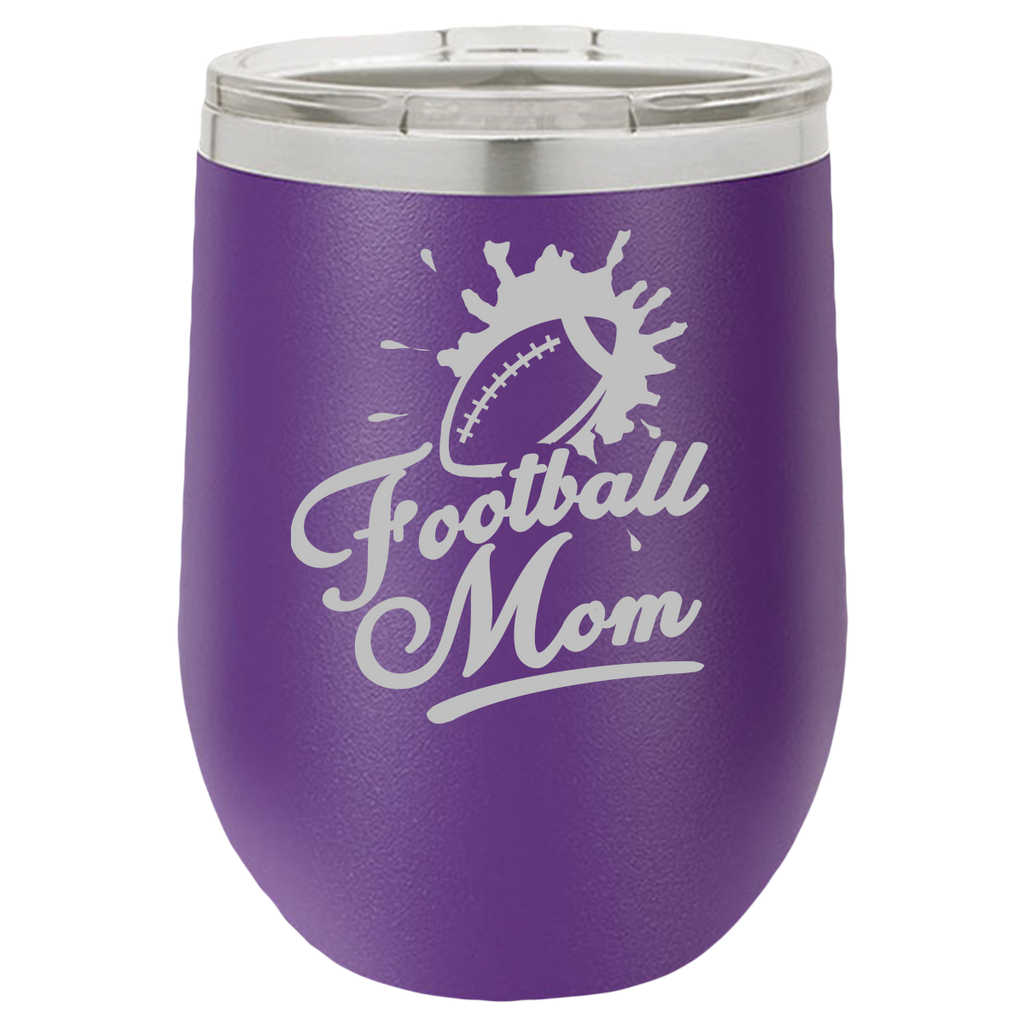 Football Mom - Wine Laser Etched Tumbler