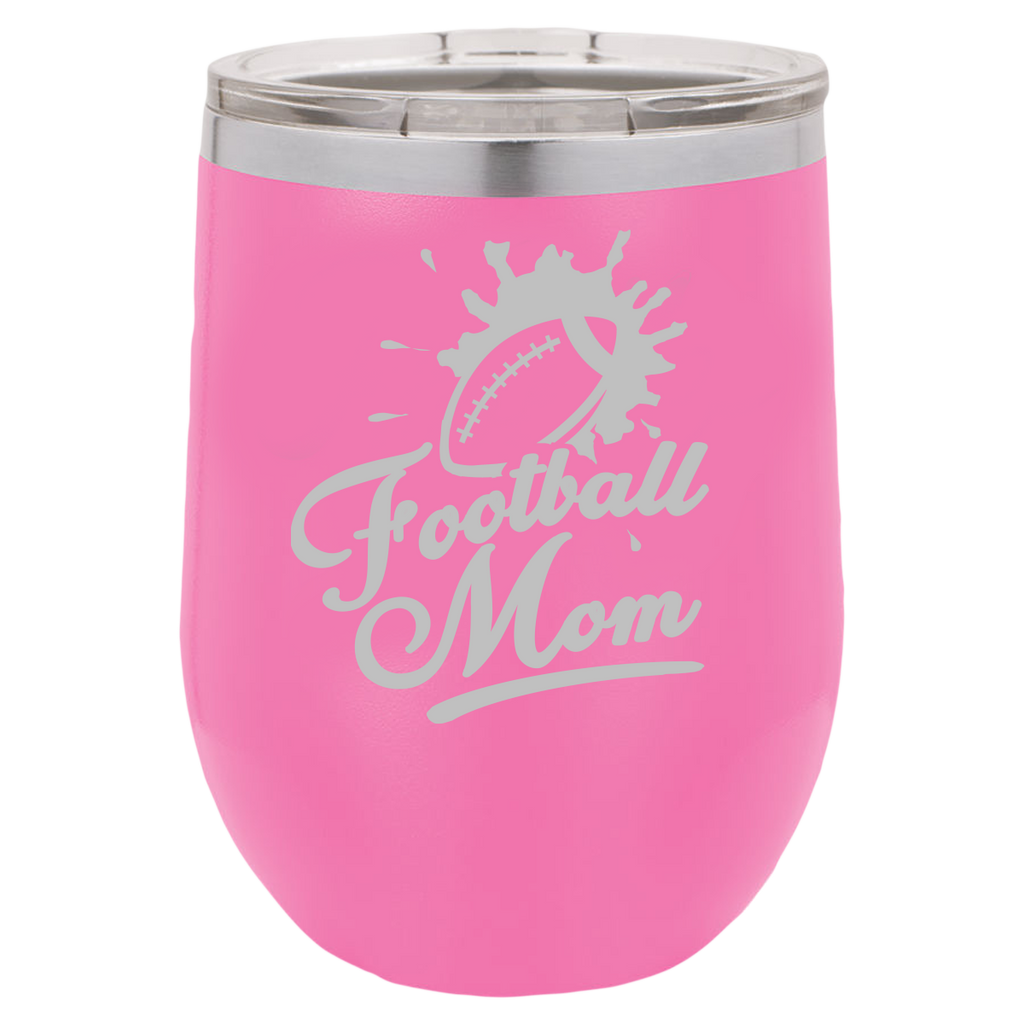 Football Mom - Wine Laser Etched Tumbler