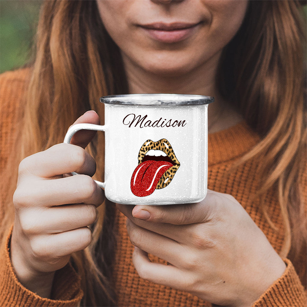 Personalized Tounge White Stainless Steel Mug