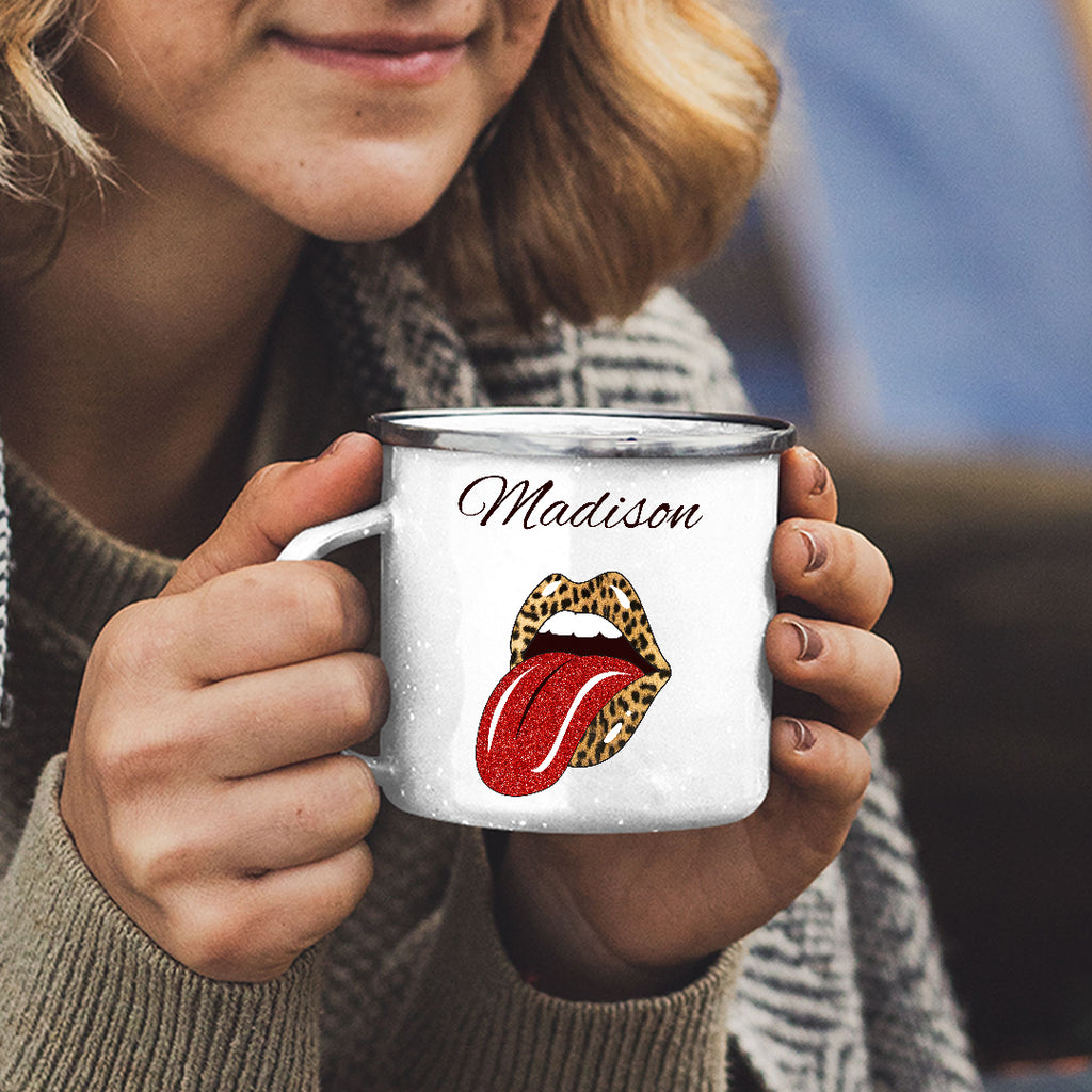 Personalized Tounge White Stainless Steel Mug