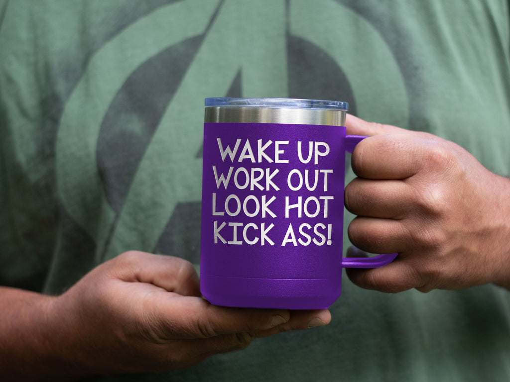 Wake Up Work Out - Coffee Laser Etched Tumbler