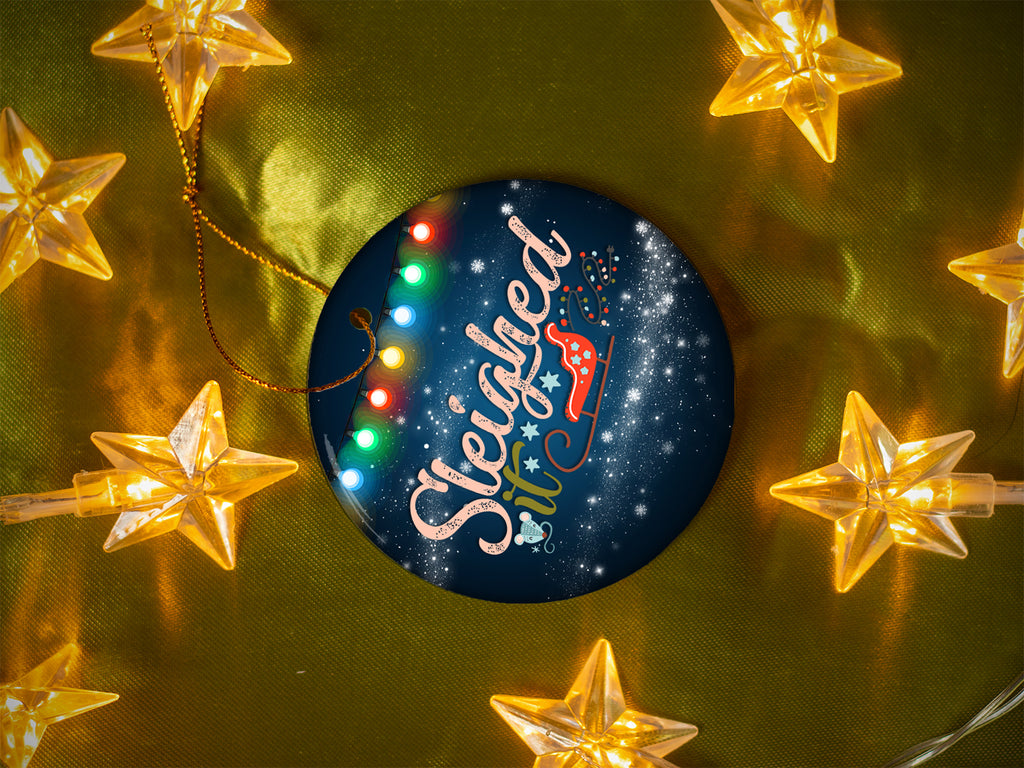 Sleighed It - Ceramic Round Ornament