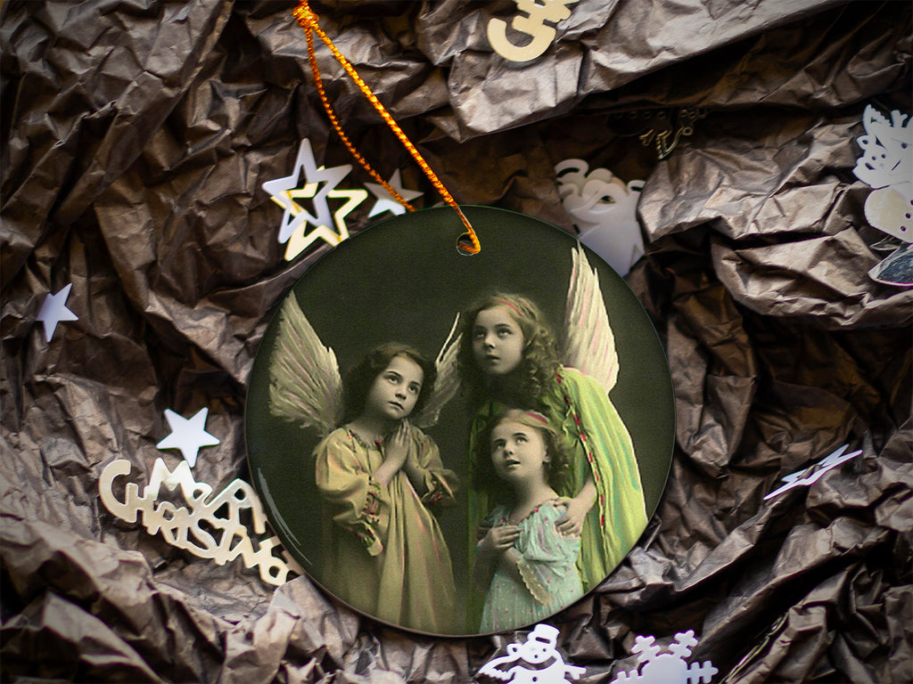 Retro Angels Photo - Ceramic Round Ornament