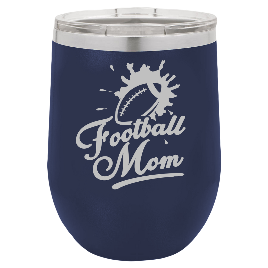 Football Mom - Wine Laser Etched Tumbler