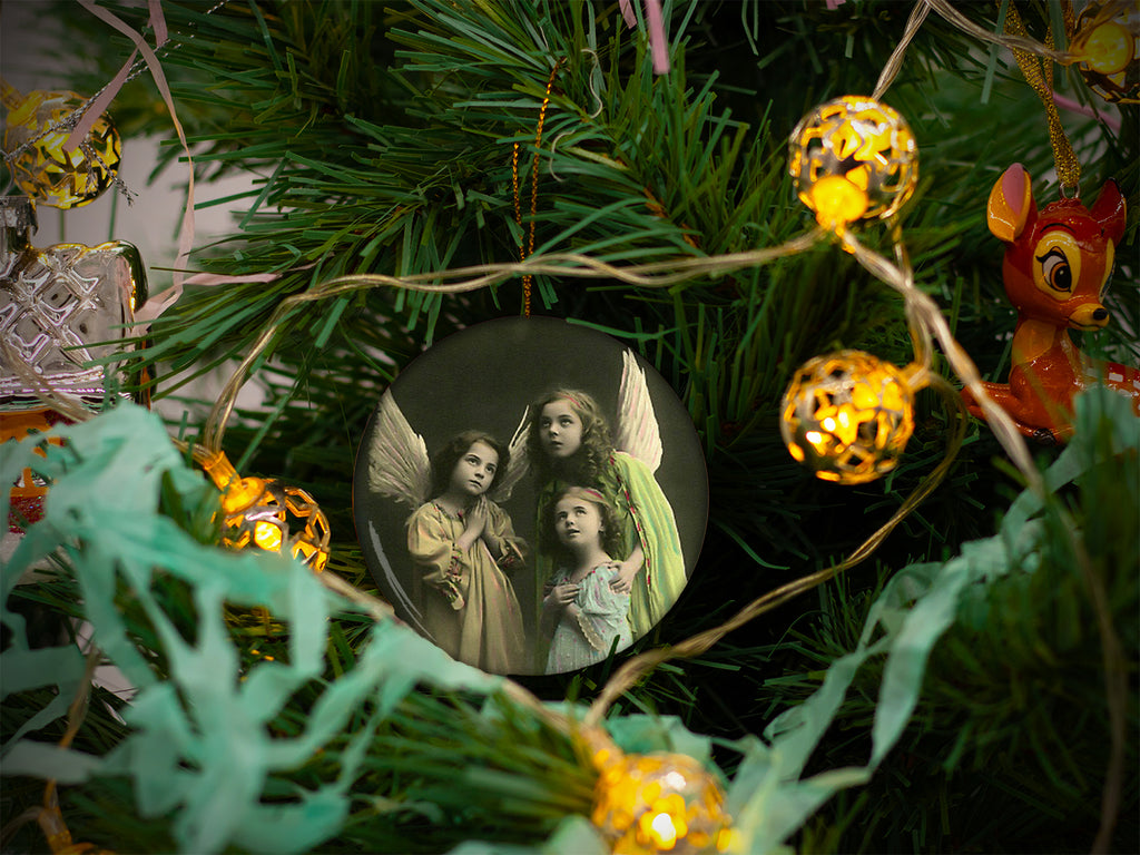 Retro Angels Photo - Ceramic Round Ornament